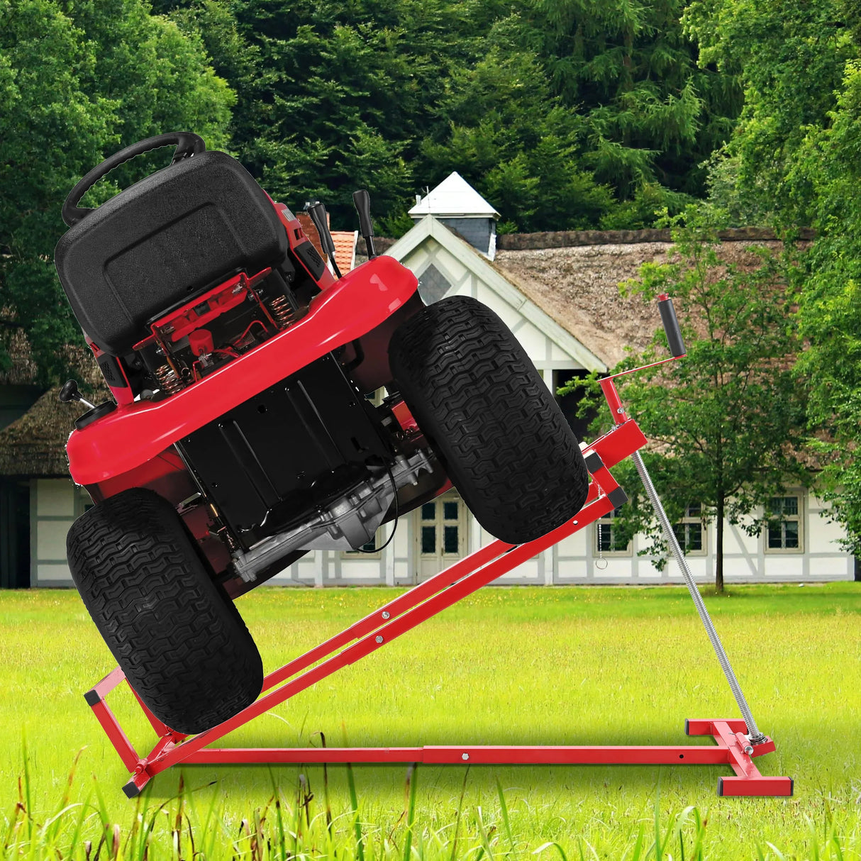 Universal Adjustable Steel Lawn Tractor Lift With 45° Tilt - Omega Lifestyles