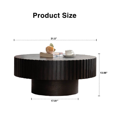 Modern Handcrafted Round Pedestal Walnut Coffee Table - Sleep Galleria