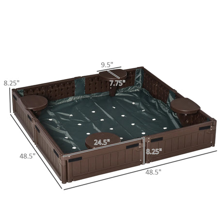 Kids Outdoor HDPE Sandbox With Cover And Seats - Omega Lifestyles