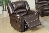 Manual Bonded Leather Recliner Chair With Nailhead Trim - Omega Lifestyles