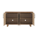 Modern Natural Finish MDF Metal 4-Door Sideboard Cabinet - Omega Lifestyles
