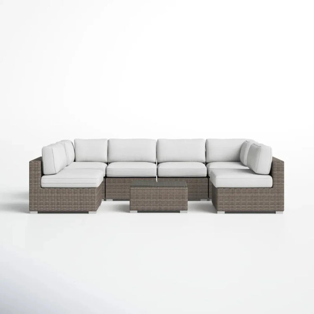 6-Seater Mixed Gray Rattan Wicker Outdoor Sectional Set - Omega Lifestyles
