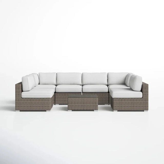 6-Seater Mixed Gray Rattan Wicker Outdoor Sectional Set - Omega Lifestyles