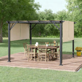 Retractable Steel Frame Pergola Canopy 12x10 Patio Shelter