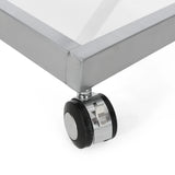 Modern Z-Shaped Silver Glass And Metal Bar Cart - Omega Lifestyles