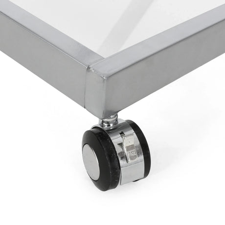 Modern Z-Shaped Silver Glass And Metal Bar Cart - Omega Lifestyles