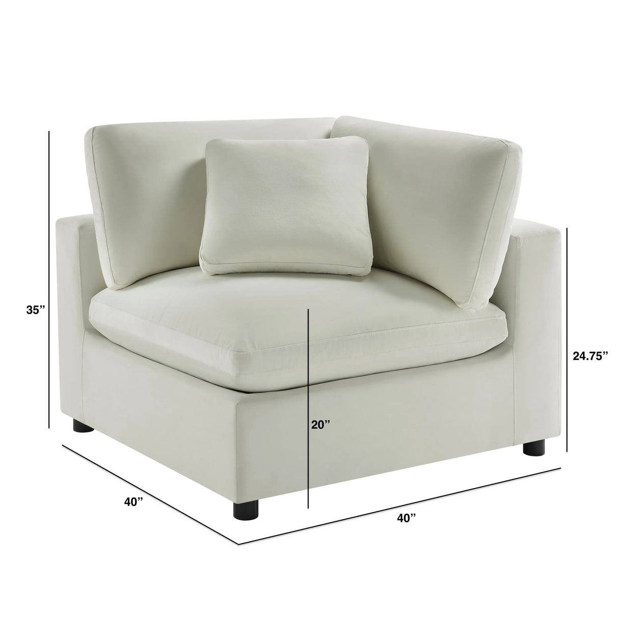 Plush Ivory Polyester Modern Corner Wedge Chair - Omega Lifestyles