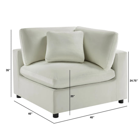 Plush Ivory Polyester Modern Corner Wedge Chair - Omega Lifestyles