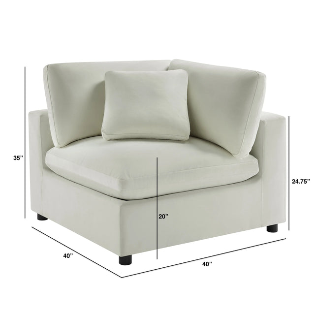 Plush Ivory Polyester Modern Corner Wedge Chair - Omega Lifestyles