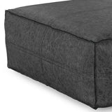 Extra Large Distressed Black Vegan Faux Leather Pouf - Omega Lifestyles