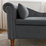 Classic Velvet Storage Chaise Lounge With Pillow - Omega Lifestyles
