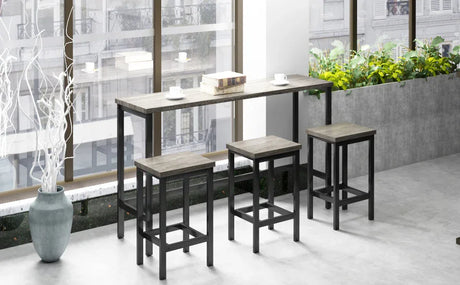4-Piece Gray Counter Height Dining Table Set With Stools - Omega Lifestyles