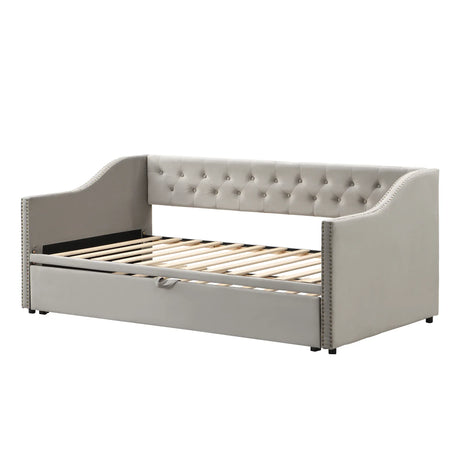 Twin Upholstered Velvet Daybed With Pop-Up Trundle - Omega Lifestyles