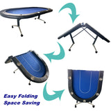 Premium Foldable 10-Player Modern MDF Metal Poker Table - Omega Lifestyles