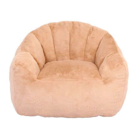 High Density Foam Brown Faux Fur Beanbag Chair - Omega Lifestyles