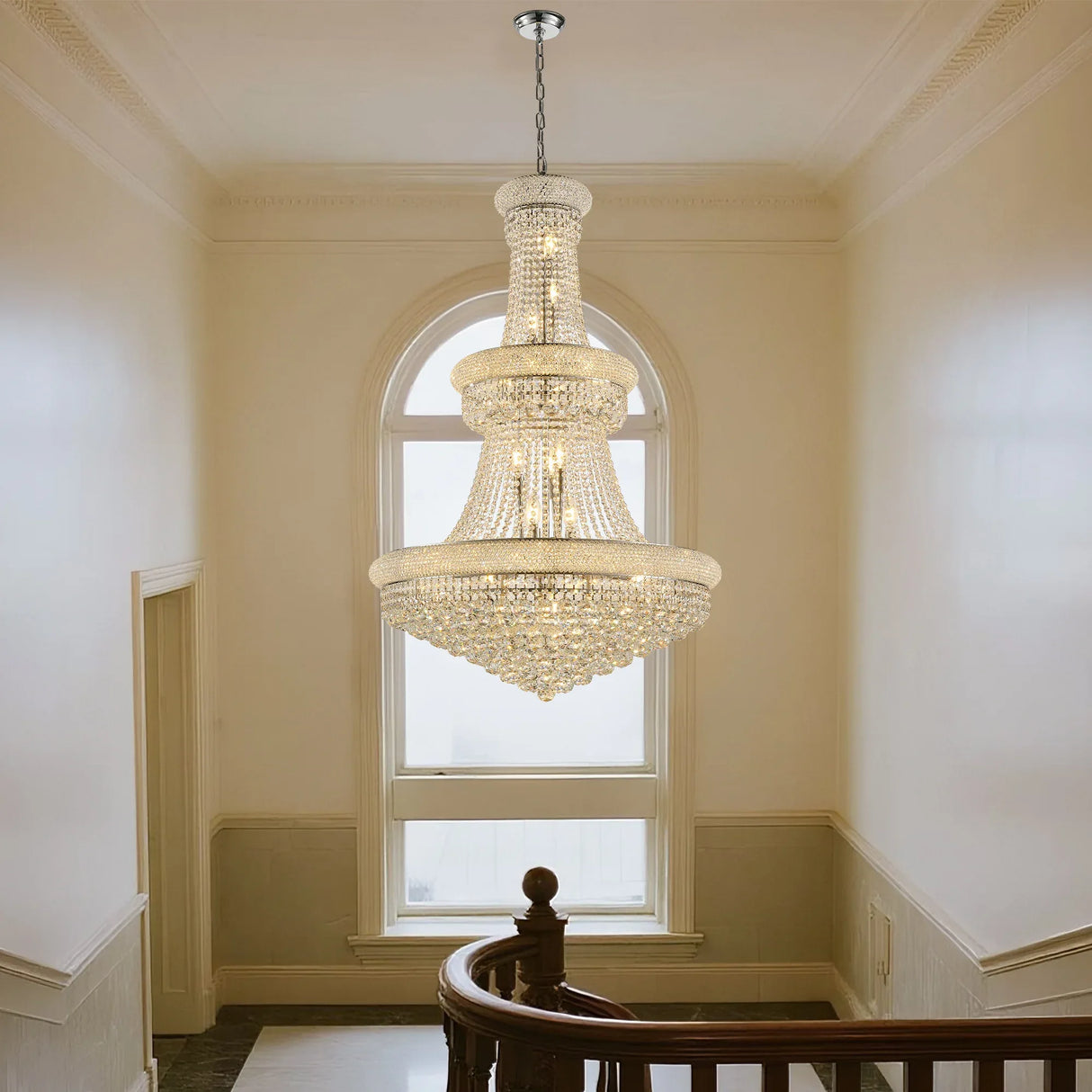 32-Inch French Empire Crystal Chandelier With 27 LED Lights - Omega Lifestyles