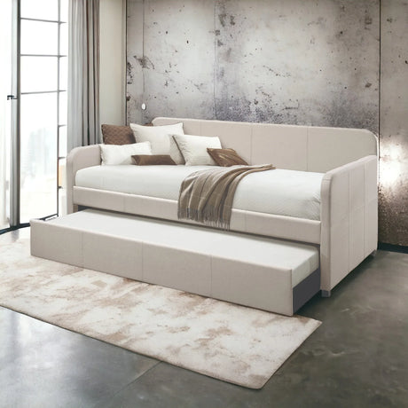 Fog Upholstered Twin Daybed With Roll-Out Trundle - Omega Lifestyles