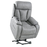 Power Lift Light Gray Fabric Recliner Chair With Remote - Omega Lifestyles