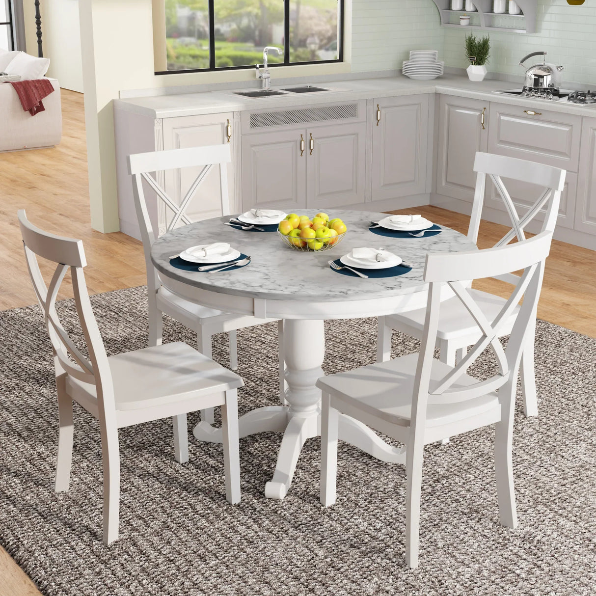 5-Piece Solid Wood Dining Table And Chairs Set - Omega Lifestyles