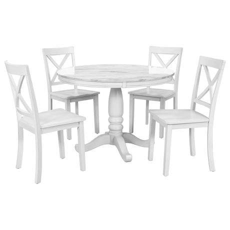 5-Piece Solid Wood Dining Table And Chairs Set - Omega Lifestyles
