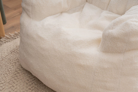 Ivory Soft Teddy Fabric Foam Bean Bag Chair - Omega Lifestyles