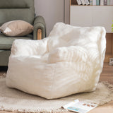 Ivory Soft Teddy Fabric Foam Bean Bag Chair - Omega Lifestyles