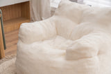 Ivory Soft Teddy Fabric Foam Bean Bag Chair - Omega Lifestyles