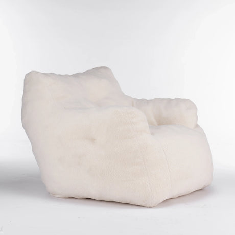 Ivory Soft Teddy Fabric Foam Bean Bag Chair - Omega Lifestyles