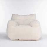 Ivory Soft Teddy Fabric Foam Bean Bag Chair - Omega Lifestyles