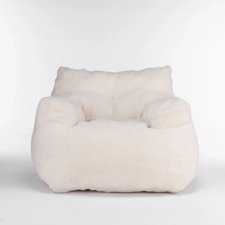 Ivory Soft Teddy Fabric Foam Bean Bag Chair - Omega Lifestyles
