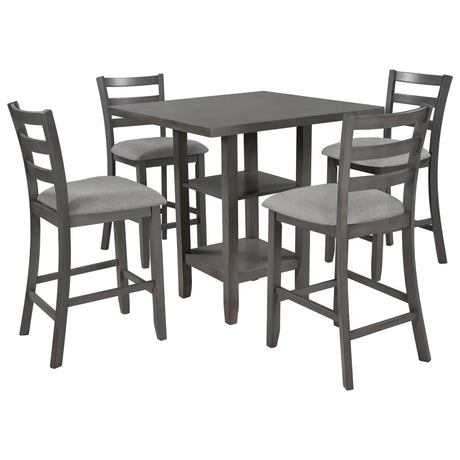 5-Piece Solid Wood Counter Height Dining Set With Chairs - Omega Lifestyles