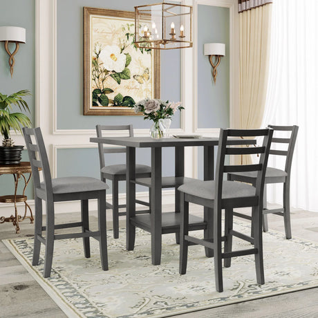 5-Piece Solid Wood Counter Height Dining Set With Chairs - Omega Lifestyles