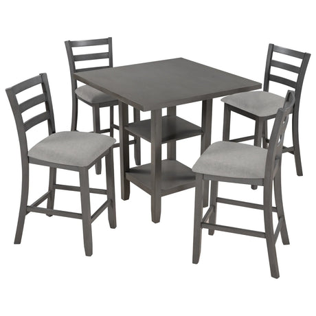 5-Piece Solid Wood Counter Height Dining Set With Chairs - Omega Lifestyles