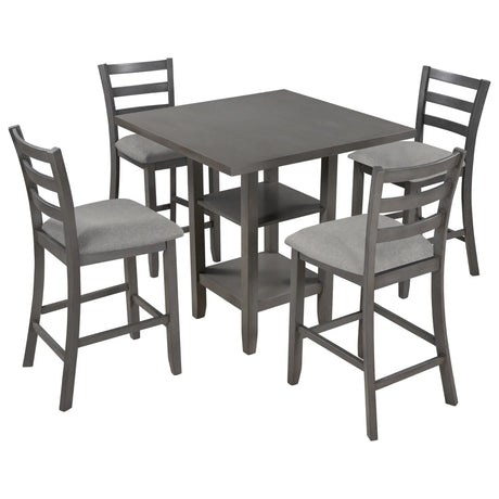 5-Piece Solid Wood Counter Height Dining Set With Chairs - Omega Lifestyles