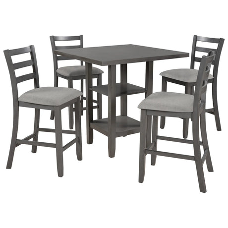 5-Piece Solid Wood Counter Height Dining Set With Chairs - Omega Lifestyles