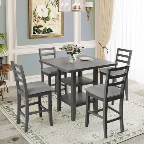 5-Piece Solid Wood Counter Height Dining Set With Chairs - Omega Lifestyles