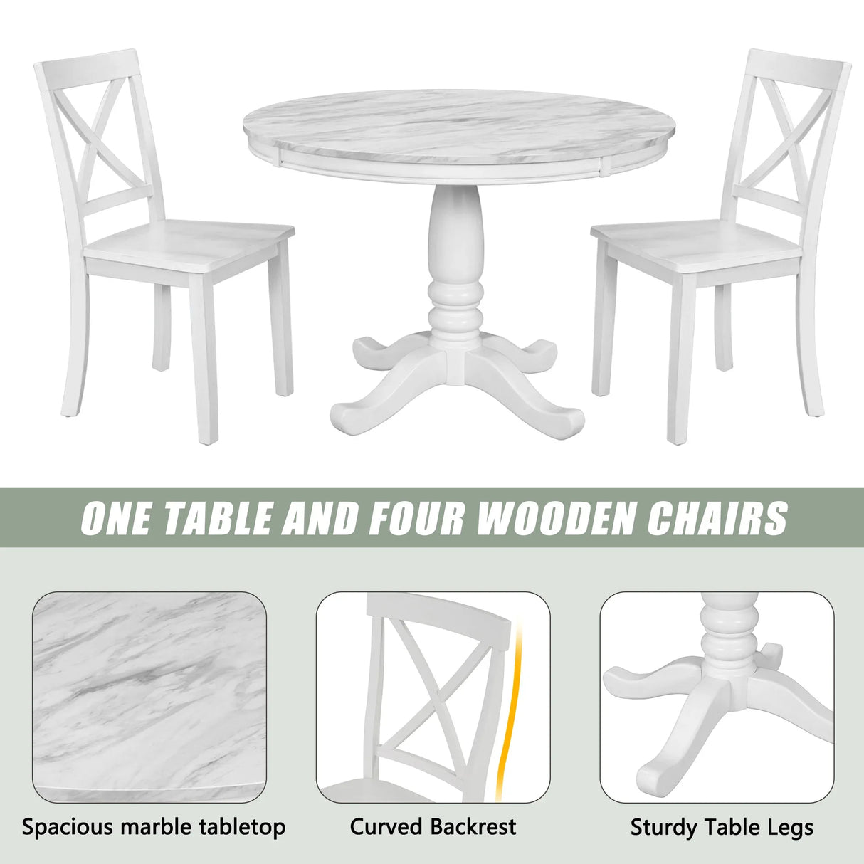 5-Piece Solid Wood Dining Table And Chairs Set - Omega Lifestyles