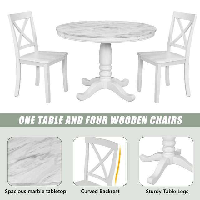 5-Piece Solid Wood Dining Table And Chairs Set - Omega Lifestyles