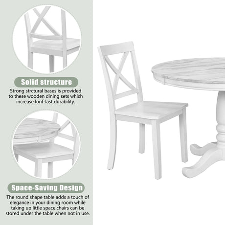 5-Piece Solid Wood Dining Table And Chairs Set - Omega Lifestyles