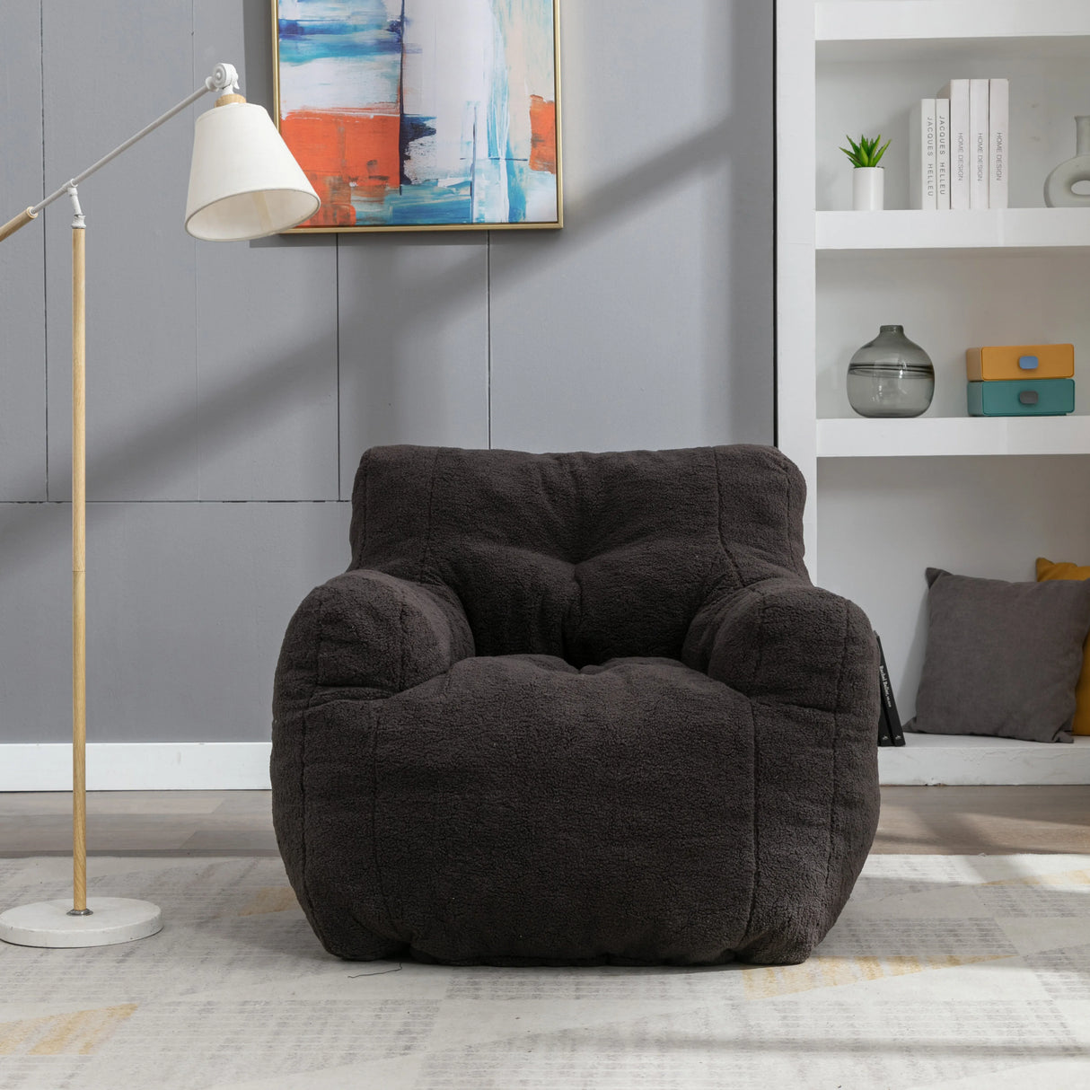 Soft Teddy Fabric Memory Foam Tufted Bean Bag Chair - Omega Lifestyles