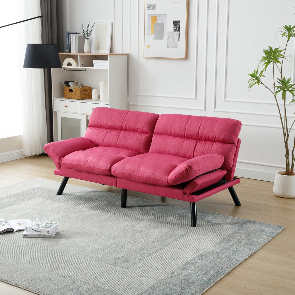 Modern Upholstered Velvet Sleeper Sofa Bed With Thick Cushion