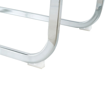 Modern Glass Dining Table With Stainless Steel Base Set - Omega Lifestyles