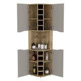 Modern Corner Bar Cabinet With Ten Built-In Wine Rack - Omega Lifestyles