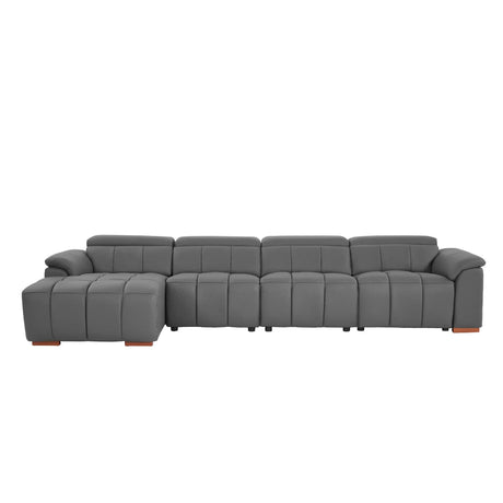 Electric Control Genuine Leather 4-Seat L-Shaped Reclining Sofa - Omega Lifestyles
