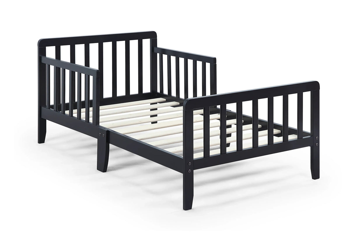 Solid Wood Black Toddler Bed With Safety Rails - Omega Lifestyles