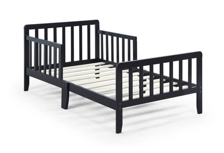 Solid Wood Black Toddler Bed With Safety Rails - Omega Lifestyles