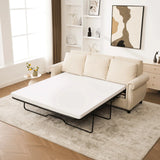 Medium-Firm Linen Sleeper Sofa Bed With Pull-Out Mattress - Omega Lifestyles