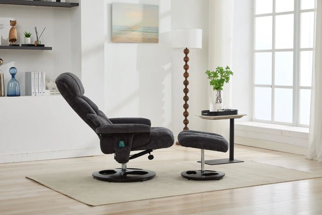 Modern Chenille Recliner Chair With Ottoman And Massage - Omega Lifestyles