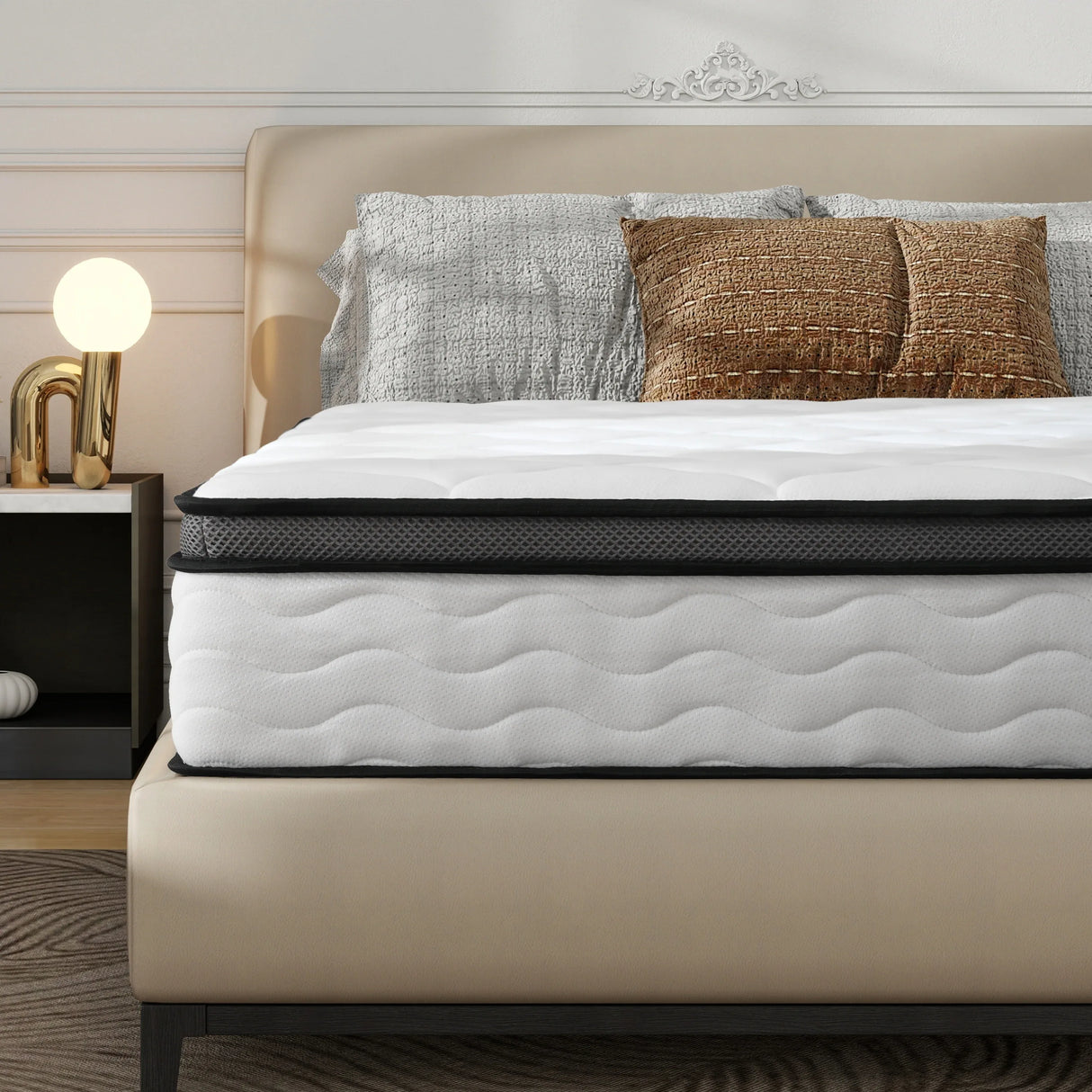 Medium 12-Inch Hybrid Memory Foam Pocket Coil Queen Mattress - Omega Lifestyles