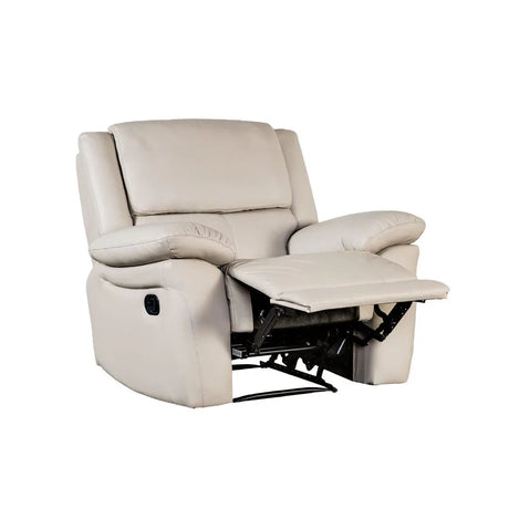 Transitional Off-White Leather Match Pillow Top Glider Chair - Omega Lifestyles